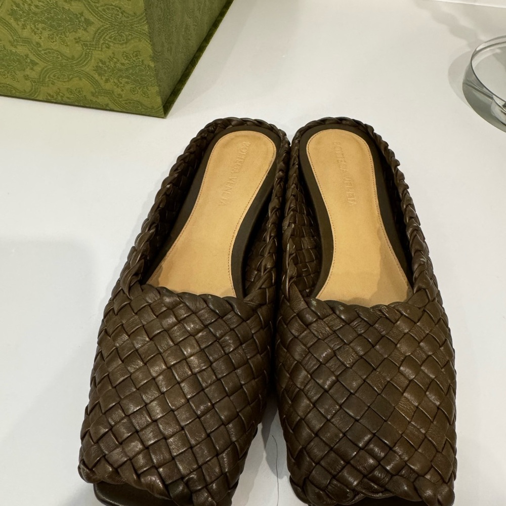 Bottega Veneta Brown Woven Flats